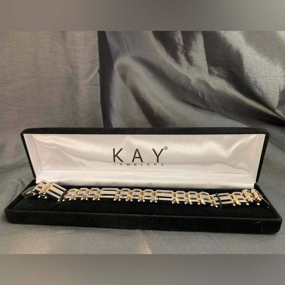 Men’s Two-Toned Stainless Steel Diamond Bracelet